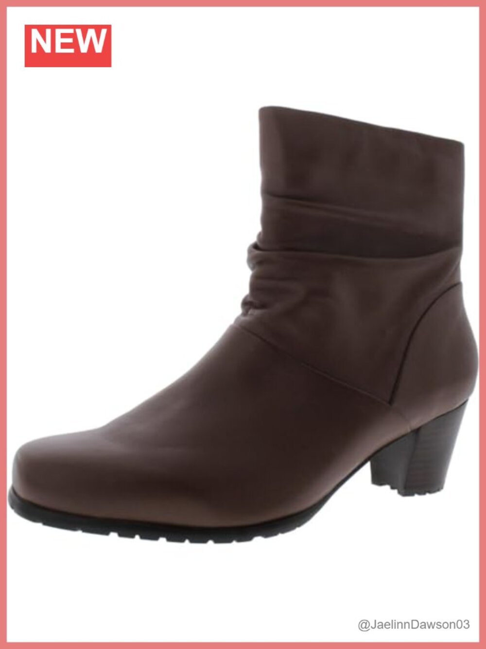 Women's Mid-Calf Zip Boots, Soft Lambskin Leather Stacked Heel